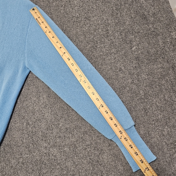 VTG IZOD Lacoste Men’s Medium Blue Cardigan Sweater Grandpa Preppy Acrylic RARE - Picture 16 of 16